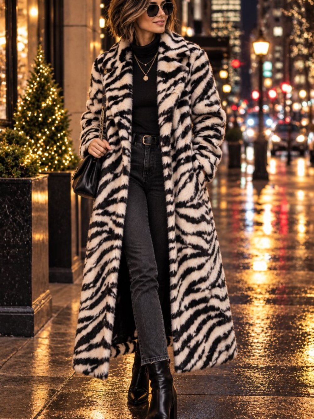 FREE PEOPLE PERFECT ZEBRA MAXI FAUX FUR COAT – XS – NEW